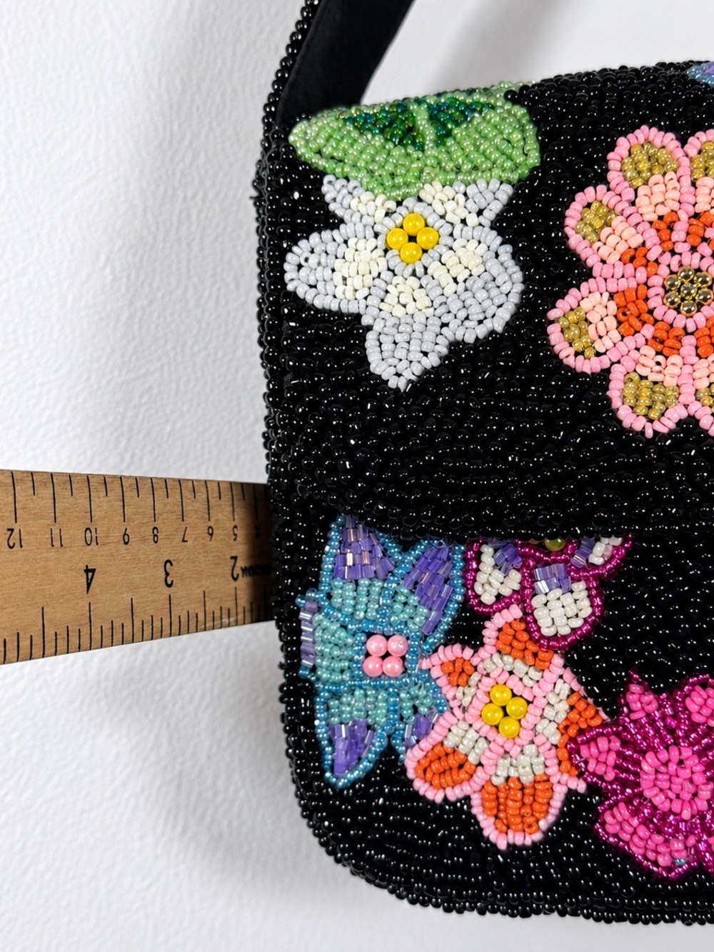 Colorful Floral Beaded Shoulder Bag Boho Statement Purse Y2K Cottagecore NWOT - Picture 13 of 16